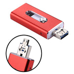 محرك فلاش USB 2.0 و8 Pin وMicro USB 3 في 1 بسعة 64GB، RQW-02 أحمر