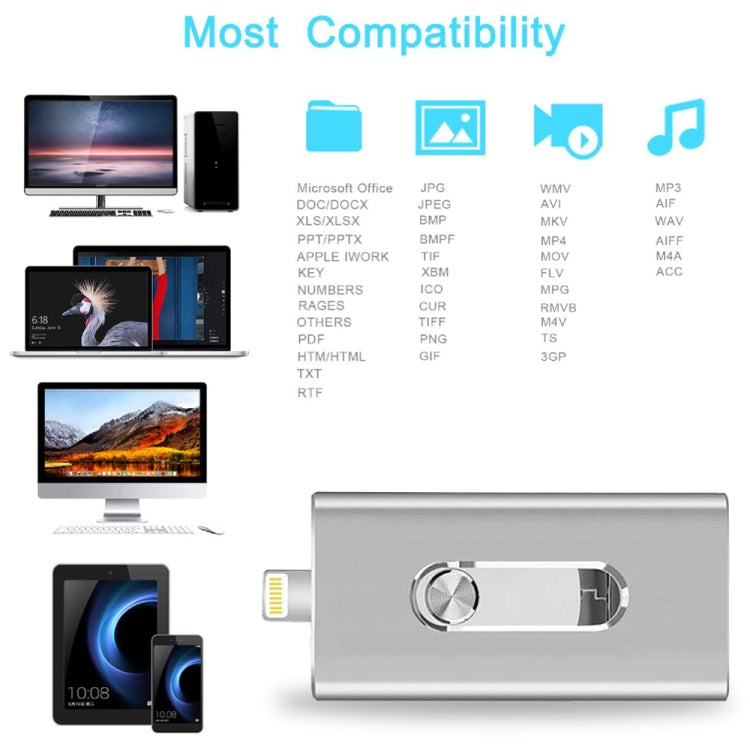 محرك فلاش USB 2.0 و8 Pin وMicro USB 3 في 1 بسعة 64GB، RQW-02 أحمر