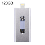 محرك فلاش USB 2.0 و8 Pin وMicro USB 3 في 1 بسعة 128GB، RQW-02 فضي