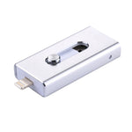 محرك فلاش USB 2.0 و8 Pin وMicro USB 3 في 1 بسعة 128GB، RQW-02 فضي