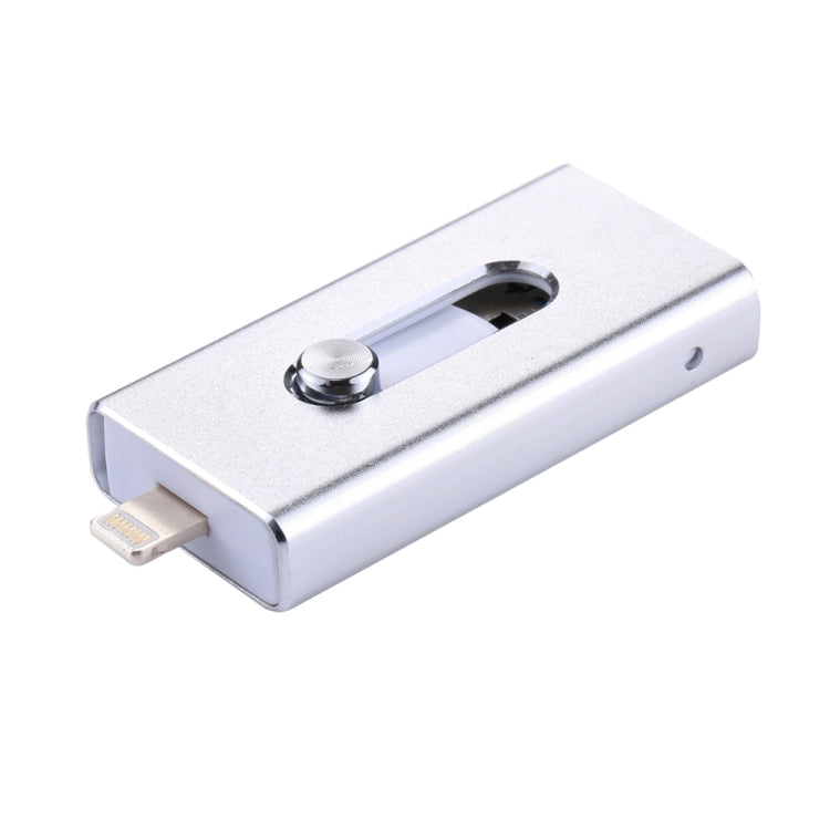 محرك فلاش USB 2.0 و8 Pin وMicro USB 3 في 1 بسعة 128GB، RQW-02 فضي