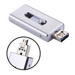 محرك فلاش USB 2.0 و8 Pin وMicro USB 3 في 1 بسعة 128GB، RQW-02 فضي