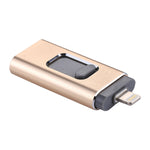 محرك فلاش USB 2.0 و8 Pin وMicro USB 3 في 1 بسعة 32GB، easyflash RQW-01B ذهبي