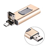 محرك فلاش USB 2.0 و8 Pin وMicro USB 3 في 1 بسعة 32GB، easyflash RQW-01B ذهبي