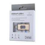محرك فلاش USB 2.0 و8 Pin وMicro USB 3 في 1 بسعة 32GB، easyflash RQW-01B ذهبي
