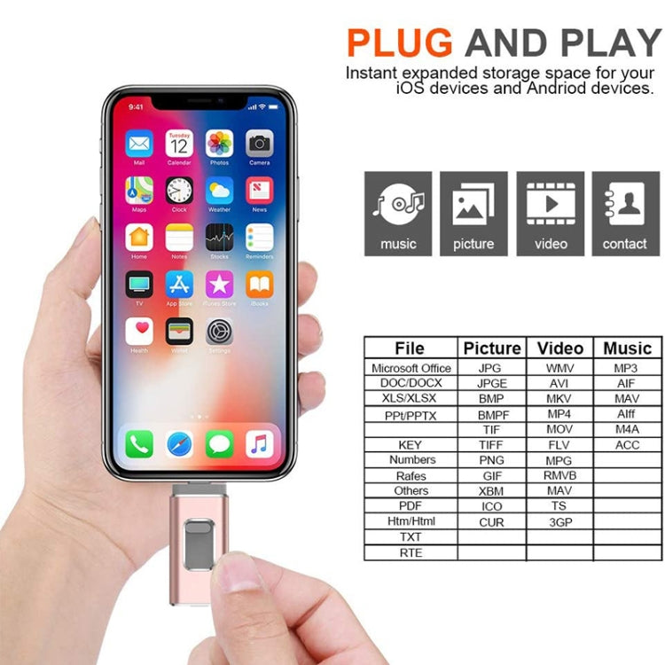 محرك فلاش USB 2.0 و8 Pin وMicro USB 3 في 1 بسعة 32GB، easyflash RQW-01B ذهبي