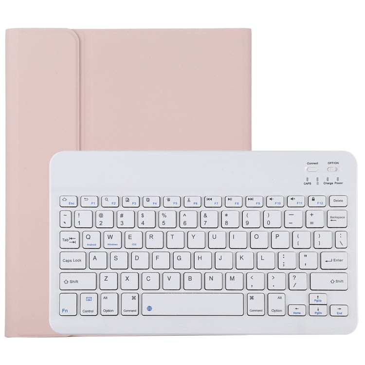 لوحة مفاتيح بلوتوث قابلة للفصل TG11B بيضاء مع غطاء لوحي من الجلد الميكروفايبر لجهاز iPad Pro 11 بوصة (2020)، مع فتحة وقلم، لوحة مفاتيح بيضاء