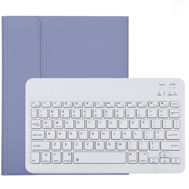 لوحة مفاتيح بلوتوث قابلة للفصل TG11B بيضاء مع غطاء لوحي من الجلد الميكروفايبر لجهاز iPad Pro 11 بوصة (2020)، مع فتحة وقلم، لوحة مفاتيح بيضاء