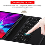 T129 Detachable Bluetooth Black Keyboard Microfiber Leather Tablet Case for iPad Pro 12.9 inch (2020), with Holder, Black Keyboard