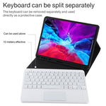 TG11BCS Detachable Bluetooth White Keyboard Microfiber Leather Tablet Case for iPad Pro 11 inch (2020), with Backlight & Touchpad & Pen Slot & Holder, White Keyboard