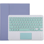 TG-102BC Detachable Bluetooth Green Keyboard + Microfiber Leather Tablet Case for iPad 10.2 inch / iPad Air (2019), with Touch Pad & Pen Slot & Holder, Green Keyboard