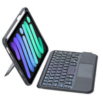 غطاء جلدي T06-AS مع لوحة مفاتيح Bluetooth من نوع الانقسام مع إضاءة خلفية تعمل باللمس لجهاز iPad mini6 / mini 7
