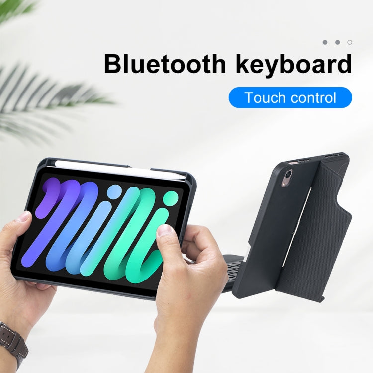 غطاء جلدي T06-AS مع لوحة مفاتيح Bluetooth من نوع الانقسام مع إضاءة خلفية تعمل باللمس لجهاز iPad mini6 / mini 7