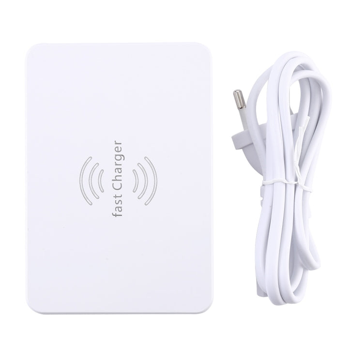 شاحن WLX-818F 6 في 1 بقدرة 10 واط QC3.0 شحن لاسلكي + USB-C / Type-C + 4 منافذ USB مع شاشة عرض ذكية LCD، قابس أوروبي / أسترالي، أبيض