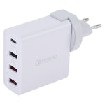 شاحن حائطي للسفر A3P بحد أقصى 3 أمبير بمنفذ USB-C / Type-C + QC3.0 + منفذي USB مزدوجين، 4 منافذ، قابس أوروبي