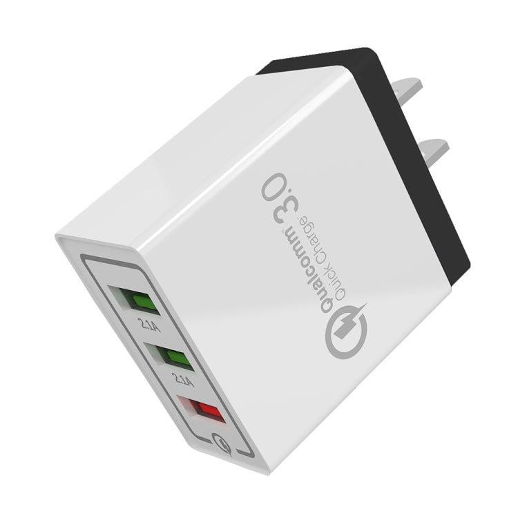 شاحن سريع للسفر AR-QC-03 بثلاثة منافذ USB بتيار 2.1 أمبير، قابس أمريكي، AR-QC-03 US، قابس AR-QC-03 US أزرق