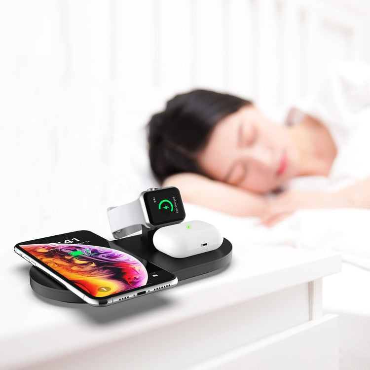 A04 شاحن لاسلكي متعدد الوظائف 3 في 1 Qi قياسي للهواتف المحمولة وiWatch وAirPods