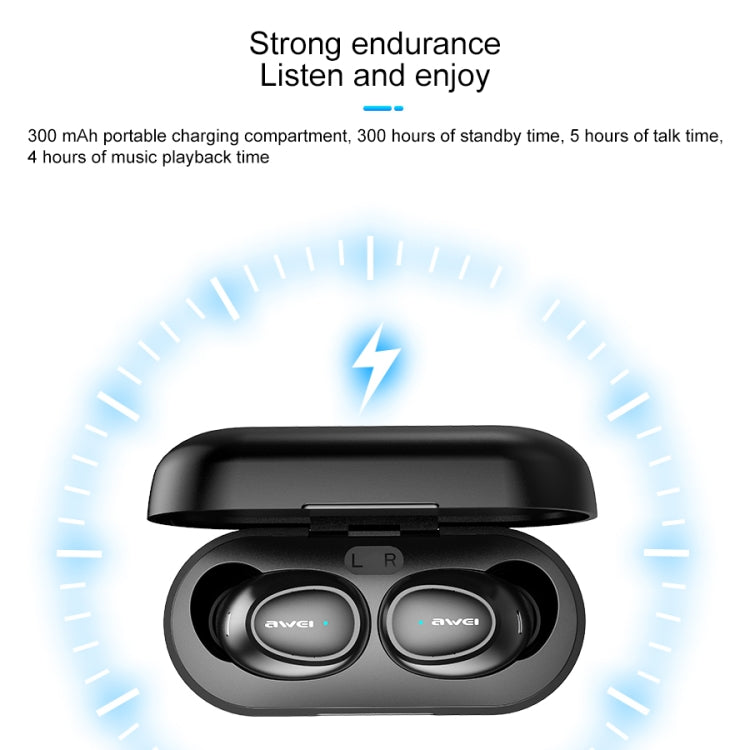 awei T6 TWS Bluetooth V5.0 Ture Wireless Sports Headset with Charging Case