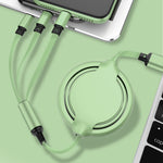 كابل شحن ومزامنة بيانات قابل للسحب 3 في 1 USB إلى USB-C / Type-C + 8Pin + Micro USB من السيليكون السائل 3.5A