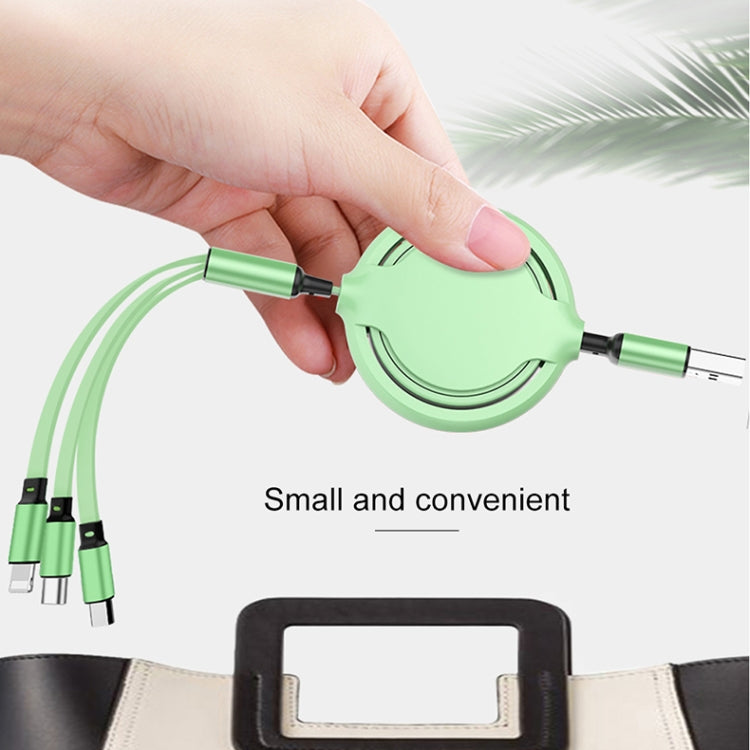 كابل شحن ومزامنة بيانات قابل للسحب 3 في 1 USB إلى USB-C / Type-C + 8Pin + Micro USB من السيليكون السائل 3.5A