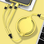 كابل شحن ومزامنة بيانات قابل للسحب 3 في 1 USB إلى USB-C / Type-C + 8Pin + Micro USB من السيليكون السائل 3.5A