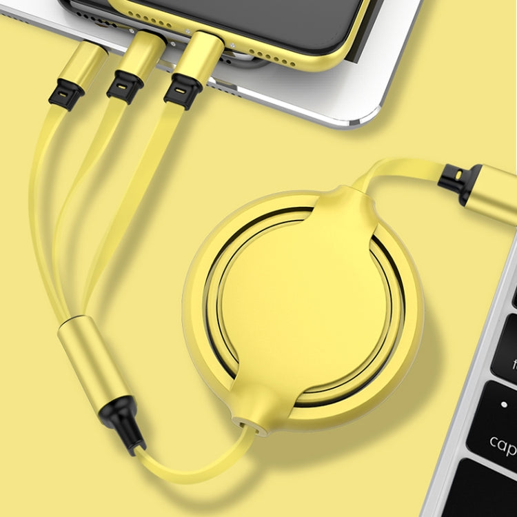 كابل شحن ومزامنة بيانات قابل للسحب 3 في 1 USB إلى USB-C / Type-C + 8Pin + Micro USB من السيليكون السائل 3.5A