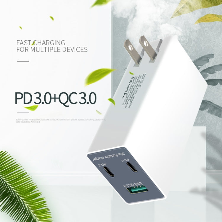 شاحن USB متعدد الوظائف قابل للطي بزاوية 90 درجة بقوة 36 واط مع قابس أمريكي WLX-X3