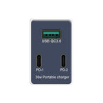 شاحن USB متعدد الوظائف قابل للطي بزاوية 90 درجة بقوة 36 واط مع قابس أمريكي WLX-X3