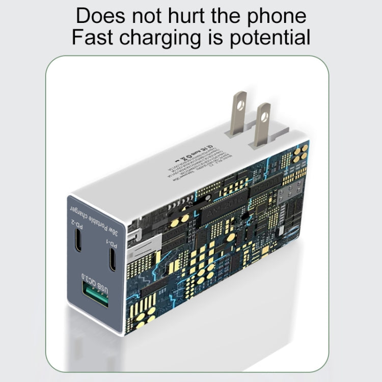شاحن USB متعدد الوظائف قابل للطي بزاوية 90 درجة بقوة 36 واط مع قابس أمريكي WLX-X3