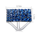 Silver-Plated Rectangle with Blue Crystal Ring for Women(Silver with Diamond, US, Size: 7), Size: 7