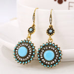 2 Pairs Ethnic Sun Flower Style Rhinestone Earrings Long Earbobs, JEW2030JL, JEW2030JR, JEW2030SB, JEW2030SD, JEW2030SL, JEW2030SR