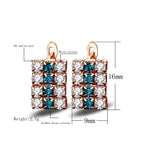 زوج من أقراط studs مستطيلة الشكل من الفضة الإسترلينية مع كريستال مطلي بالذهب عيار 18 قيراط للنساء، 16*9 مم (ذهبي)