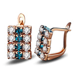 زوج من أقراط studs مستطيلة الشكل من الفضة الإسترلينية مع كريستال مطلي بالذهب عيار 18 قيراط للنساء، 16*9 مم (ذهبي)
