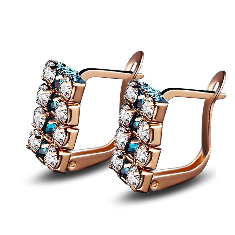 زوج من أقراط studs مستطيلة الشكل من الفضة الإسترلينية مع كريستال مطلي بالذهب عيار 18 قيراط للنساء، 16*9 مم (ذهبي)