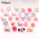 100 PCS Children Cute Cartoon Resin Flower Animal Heart Bow-knot Ring, Frosted Surface, Frosted Surface, 100 PCS