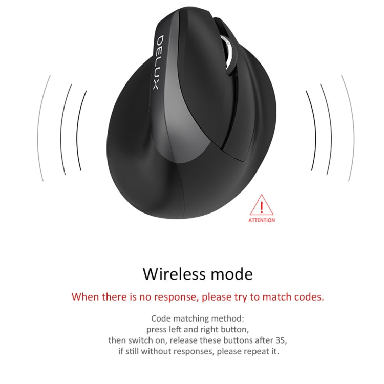DELUX M618 Mini 2.4G Wireless 2400DPI USB Rechargeable Ergonomic Vertical Mouse, M618 Grey