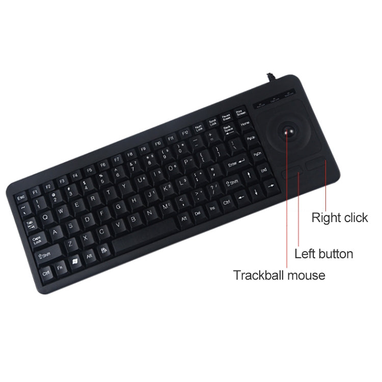 DS-8900 PS / 2 Interface Prevent Water Splashing Laser Engraving Character One-piece Wired Trackball Keyboard, Length: 1.5m, DS-8900 PS/2