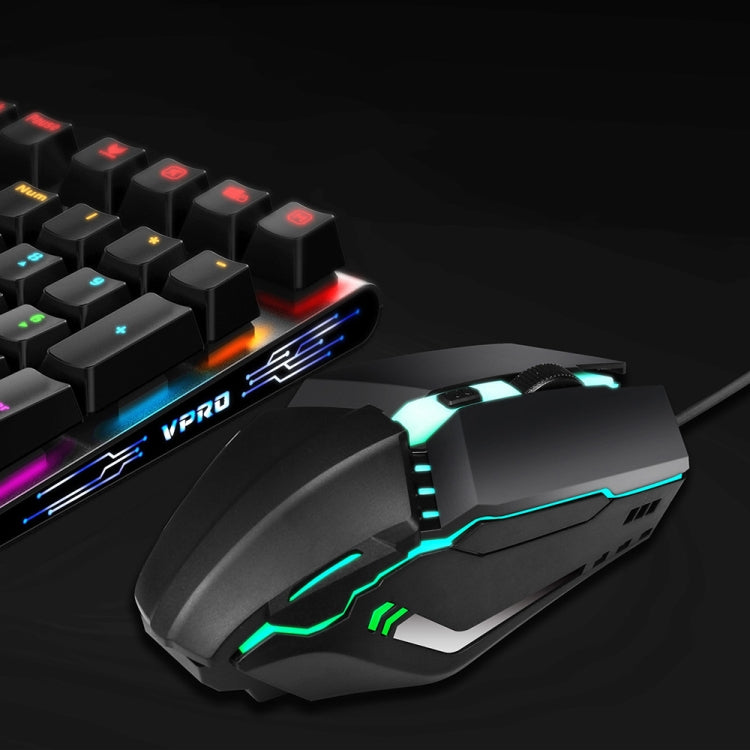 HXSJ S200 USB2.0 1600dpi Adjustable 4-Keys Colorful Glowing Wired Gaming Mouse, Length: 1.5m