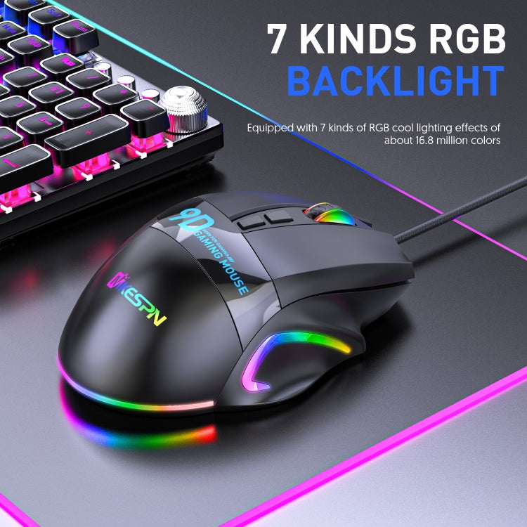MKESPN X10 9-Buttons RGB Wired Macro Definition Gaming Mouse, Macro Definition