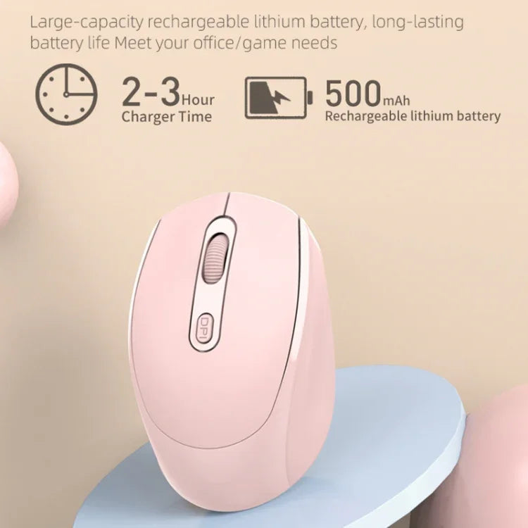 HXSJ M107 4-buttons 1600 DPI Dual Mode 2.4GHz + Bluetooth 5.1 Wireless Rechargeable Mouse, Battery Version