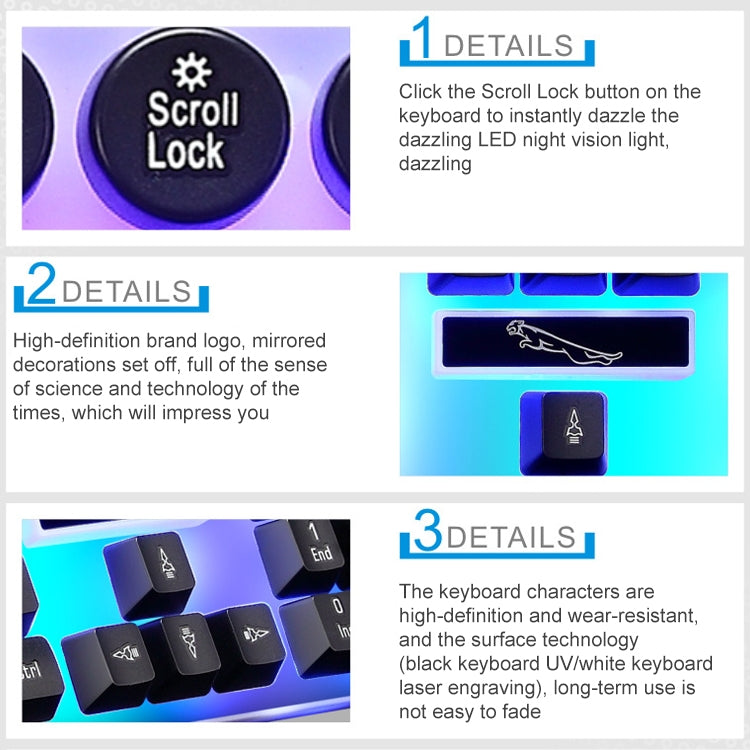 ZGB G21 Luminous Wired Keyboard + Mouse Set, G21 (Black)