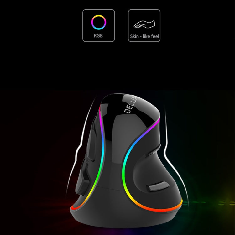 DELUX M618 Plus RGB Wired Optical Mouse Ergonomic Vertical Mouse 4000DPI, 4000DPI Wired