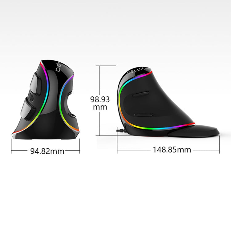 DELUX M618 Plus RGB Wired Optical Mouse Ergonomic Vertical Mouse 4000DPI, 4000DPI Wired