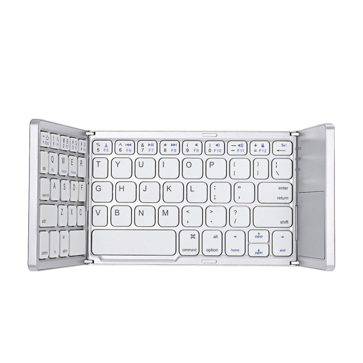 B033 Rechargeable 3-Folding 64 Keys Bluetooth Wireless Keyboard with Touchpad, 3-Folding 64 Keys with Touchpad White