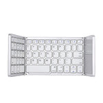 B033 Rechargeable 3-Folding 64 Keys Bluetooth Wireless Keyboard with Touchpad, 3-Folding 64 Keys with Touchpad White