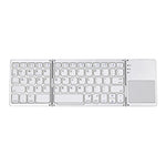 B033 Rechargeable 3-Folding 64 Keys Bluetooth Wireless Keyboard with Touchpad, 3-Folding 64 Keys with Touchpad White