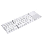 B033 Rechargeable 3-Folding 64 Keys Bluetooth Wireless Keyboard with Touchpad, 3-Folding 64 Keys with Touchpad White