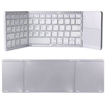 B033 Rechargeable 3-Folding 64 Keys Bluetooth Wireless Keyboard with Touchpad, 3-Folding 64 Keys with Touchpad White