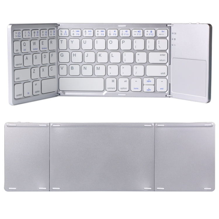 B033 Rechargeable 3-Folding 64 Keys Bluetooth Wireless Keyboard with Touchpad, 3-Folding 64 Keys with Touchpad White