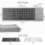 B033 Rechargeable 3-Folding 64 Keys Bluetooth Wireless Keyboard with Touchpad, 3-Folding 64 Keys with Touchpad White